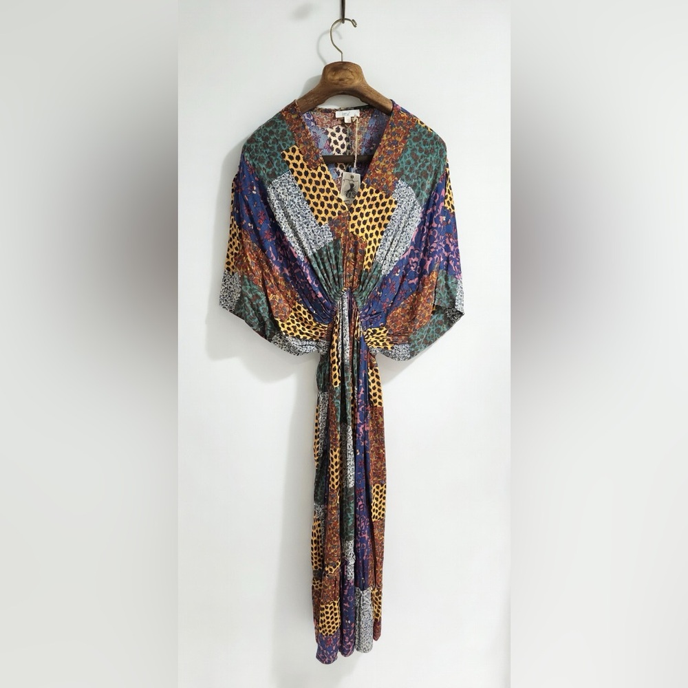 Easel Tiered Flowy Multi-color Patchwork Maxi Dre… - image 3